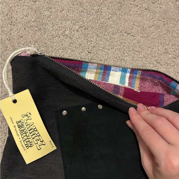 Black Canvas Pouch with Pocket - Picture 2 of 3